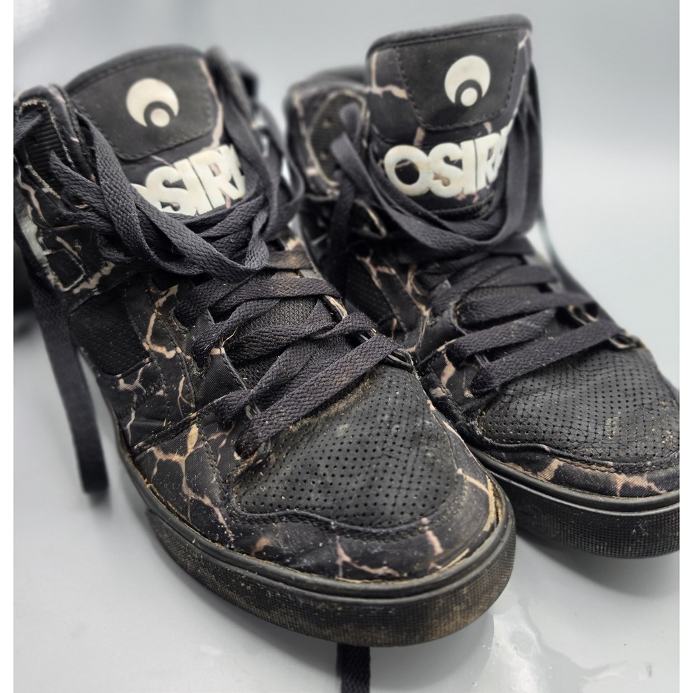 Osiris Clone High Top Skate Shoes Men's 10 Black Tan Camo Skateboarding Sneakers